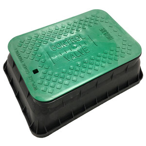 Highline Standard Valve Box Flared Rectangle 11 in. x 16 in. x 6 in.H Black Box/Green Lid Overlapping CV Closed Mouse Holes