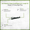 Hit Products Power Cord/Pigtail (6 ft.) 16/3 with 3 Prong Angle Plug