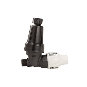 Hunter HFR Filter Pressure Regulating 25 PSI In-Line/WYE 1 in. x 3/4 in. MIPT Plastic Black 150 Mesh w/ Stainless Steel Screen & Flush Cap
