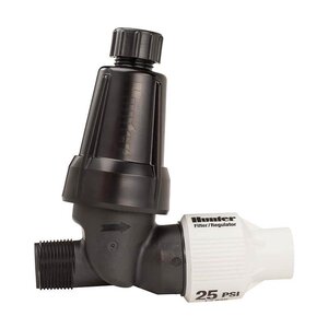Hunter HFR Filter Pressure Regulating 25 PSI In-Line/WYE 1 in. x 3/4 in. MIPT Plastic Black 150 Mesh w/ Stainless Steel Screen & Flush Cap