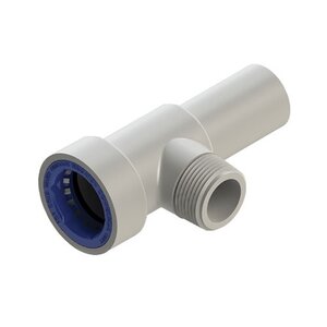 HydroRain PVC Lock Sch 40 PVC Manifold Tee 1 in. Push Lock x MIPT x Spigot