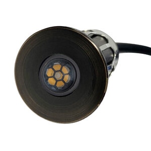 Illumicare Minuet Brass Single Output In-Grade Mini Hardscape Luminaire 1W 2900K Warm White Light, 15°-60° Beam Angle, 9V-15V