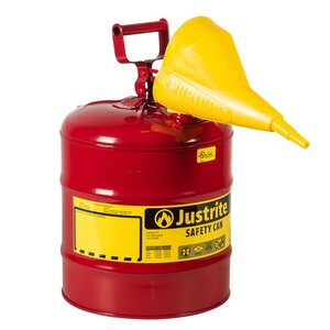 Justrite Type 1 Safety Gas Can Metal Red 5 gal.