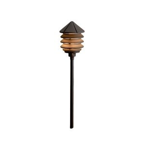 Kichler Six Groove Series Path Light 12V Textured Architectural Bronze Finish 24.4W Incandescent S8 Lamp, 9-1/2 in. Height, 6 in. Diameter