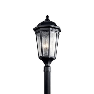 Kichler Courtyard Series Post Light in Textured Black Finish, 27 in. Height, 3-Bulb LED Design, 60W, 120V, Aluminum Construction