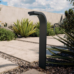 Kichler 12 Volt 22.5" Curved Path Light, Textured Black Finish, 2700K Warm White LED, 165 Lumens, Aluminum Construction