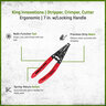 King Innovations Comfort Squeeze Ergonomic Wire Stripper, Crimper, and Cutter - 7 in. with Locking Handle