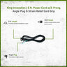 King Innovation 6 ft. Power Cord with 3-Prong Angle Plug and Strain Relief Cord Grip, 16/3 Gauge