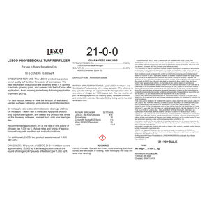 LESCO 21-0-0 100% AS 24% S Turfgrass Granular Fertilizer 1 ton (2,000 lb.) Bulk