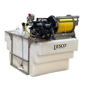 LESCO SpaceSaver Sprayer w/ Hose, 300 gal. Electric Reel, Roller Guides & P530 Piston Pump (TURN KEY UNIT)