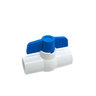 1/2 PVC White Ball Valve Slip 491 Commercial Blue Handle Colonial Lasco
