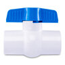 1 PVC White Ball Valve Slip 491 Commercial Blue Handle Colonial Lasco