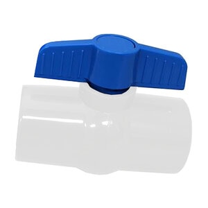 3/4 PVC White Ball Valve Thd 491 Commercial Blue Handle Colonial Lasco