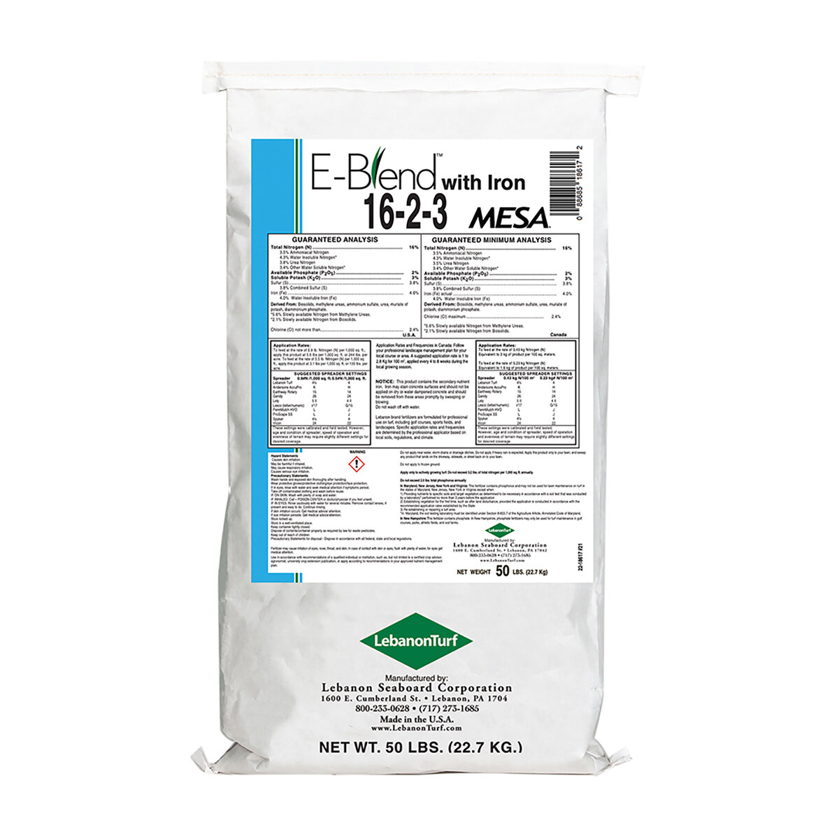 Lebanon Eco-Blend 16-2-3 60% MESA BIO 4% Fe MOP Turfgrass Granular ...