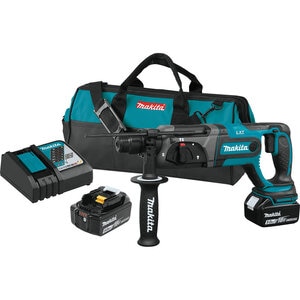 Makita Rotary Hammer Kit 18V Contains: 2 - 5.0Ah Batteries, Rapid Charger, Tool Bag