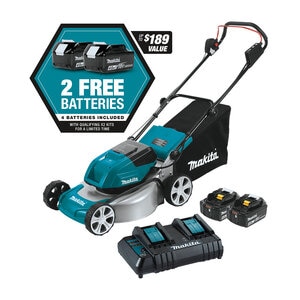 Makita X2 Brushless Lawn Mower Kit 18 in. 36V Lithium-Ion w/ 4 Batteries 4.0