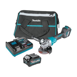 Makita Max XGT Brushless Cordless Paddle Switch Angle Grinder 4-1/2 in.- 5 in. Kit 40V  w/ Electric Brake, AWS Capable, No Lock-off, Lock-on, Bag & One Battery (4.0Ah)