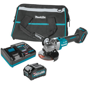 Makita 40V Max XGT Brushless Cordless Angle Grinder Kit 4-1/2 in. / 5 in. includes Electric Brake, No Lock-Off, Lock-on, Bag, w/ One Battery (4.0Ah)
