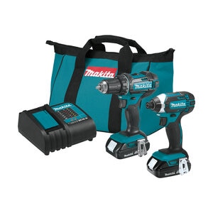 Makita 18V LXT Lithium-Ion Compact Cordless 2 Pc. Combo Kit, XFD10Z, XDT11Z, comes with bag (1.5Ah)