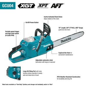 Makita 40V Max XGT Brushless Cordless 18 in. Rear-Handle Chainsaw Kit
