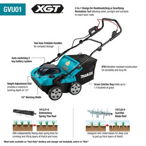 Makita 40V X2 XGT Dethatcher/Scarifier Kit