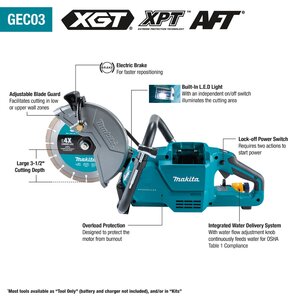 Makita 40V max XGT Brushless Cordless 9 in. Power Cutter Kit w/ AFT Electric Brake