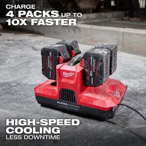 Milwaukee M18 & M12 Four Bay Simultaneous Super Charger w/ PACKOUT Compatibility