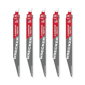 Milwaukee 9 in. 6 TPI The Wrecker with Carbide Teeth SAWZALL Blade 5 PK