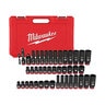 Milwaukee 43pc Impact Duty 3/8 in. Drive SAE and Metric Deep 6 Point Socket Set SHOCKWAVE