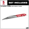 Milwaukee 9 in. 6 TPI The Wrecker with Carbide Teeth SAWZALL Blade 5 PK