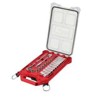 Milwaukee Drive 28pc Ratchet and Socket with PACKOUT Low-Profile Compact Organizer Set