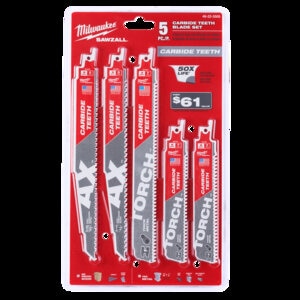 Milwaukee 5 pc Carbide Sawzall Blade Set