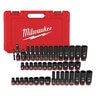 Milwaukee 43pc Impact Duty 3/8 in. Drive SAE and Metric Deep 6 Point Socket Set SHOCKWAVE