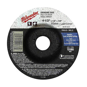Milwaukee Grinding Wheel (Type 27) 4-1/2 in. x 1/8 in. x 7/8 in. 