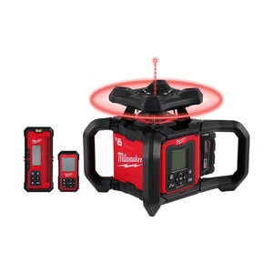 Milwaukee M18 Red Exterior Dual Slope Rotary Laser Level Kit w/ Receiver, Remote, Grade Rod & Tripod