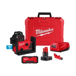 Milwaukee M12 Green 360 Degree 3-Plane Laser w/ Automatic Alignment and Receiver