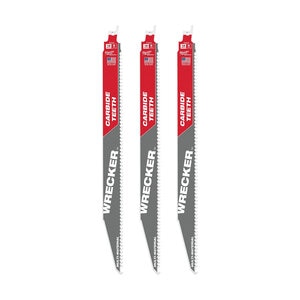 Milwaukee 12 in. 6 TPI Wrecker w/ Carbide Teeth SAWZALL® Blade For Multi-Material (3 Pack)
