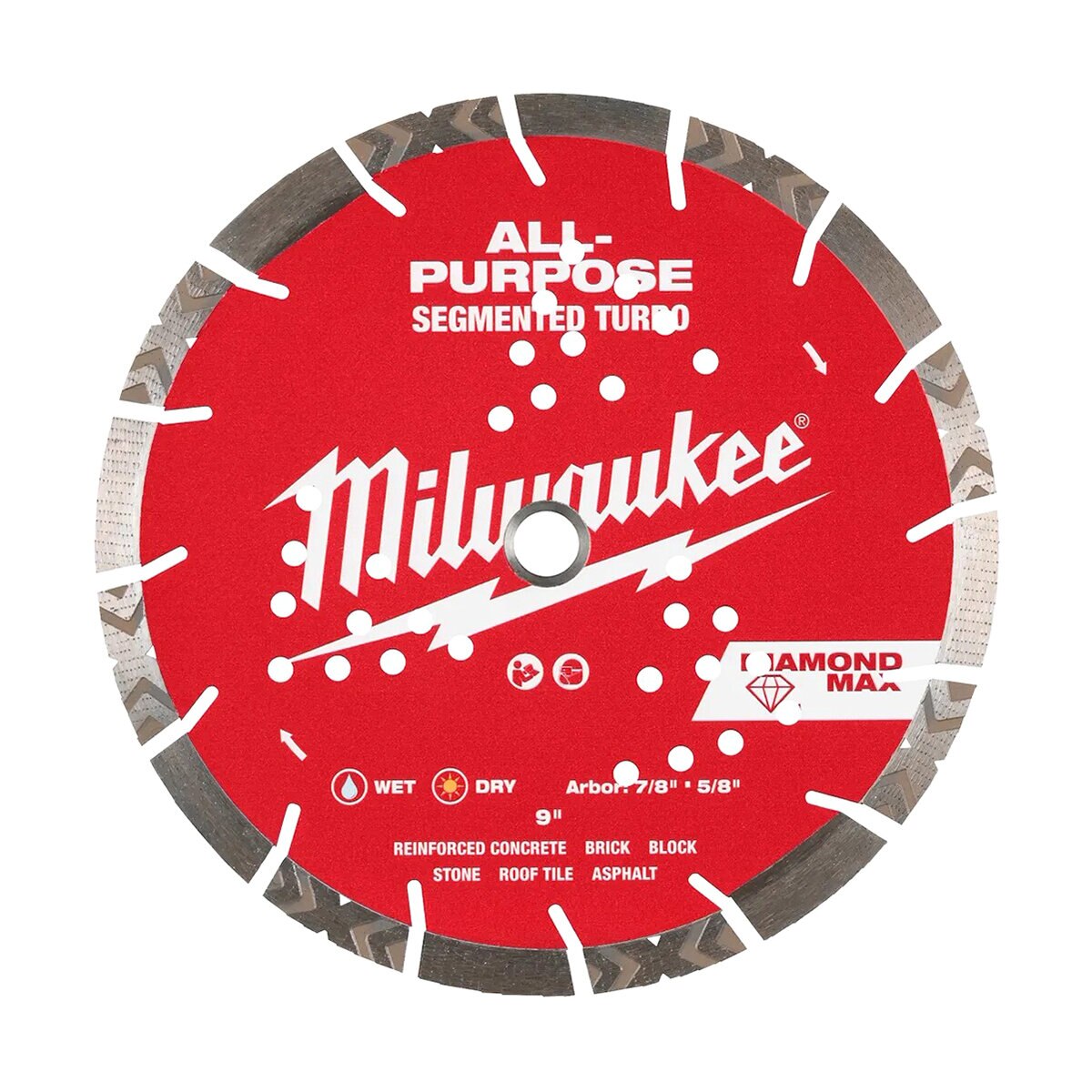 Milwaukee 9 in. DIAMOND MAX All-Purpose Segmented Turbo Diamond Blade ...