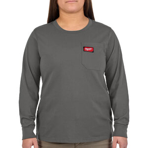 Milwaukee Women's GRIDIRON™ Pocket T-Shirt - Gray Long Sleeve - Medium