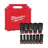 Milwaukee Drive SAE Deep 6 Point Socket Set 12PC SHOCKWAVE Impact Duty 1/2 in.
