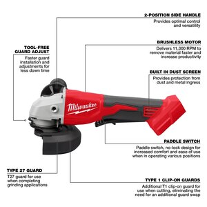 Milwaukee M18 Brushless 4-1/2 in. / 5 in. Cut-Off Grinder, Paddle Switch
