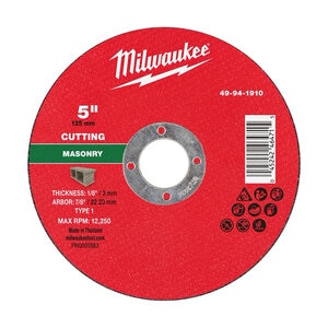 Milwaukee 5 in. x 1/8 in. x 7/8 in. Masonry Cut Off Wheel -Type 1