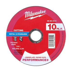 Milwaukee Performance Metal Cut Off Wheel 0 Tpe 1 - 10 Pk,  5 in. X .045 in. X 7/8