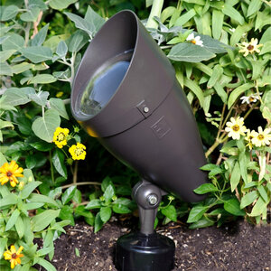 Moon Vision BR40 Bullet Series Ground Mount Accent Light, 120V, 1 Lamp, Aluminum Alloy Housing, Bronze Finish, Dimensions: 6 in. x 6 in. x 11-3/4 in.