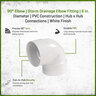 NDS PVC S&D 90 Deg. Elbow HUB x HUB White 6 in.