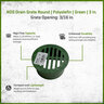 NDS Drain Grate Round Polyolefin Green 3 in.
