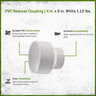 NDS PVC S&D Reducer Coupling HUB x HUB White 4 in. x 6 in.