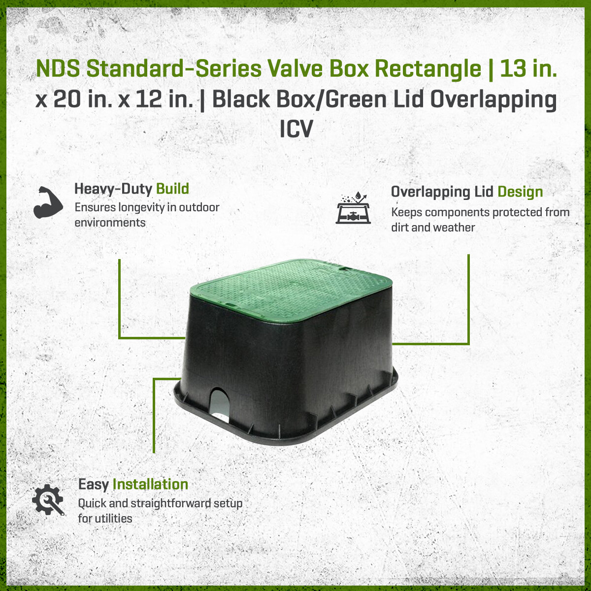 NDS Standard-Series Valve Box Jumbo Rectangle 13 in. x 20 in. x 12 in.H ...