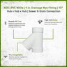 NDS PVC S&D 45 Deg. Wye HUB x HUB x HUB White 4 in.