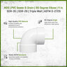 NDS PVC S&D 90 Deg. Elbow HUB x HUB White 4 in.